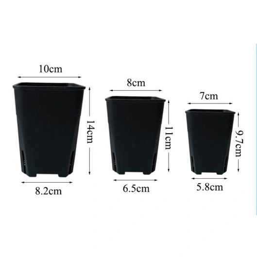 Mini Black Plastic Square Flower Pot-2