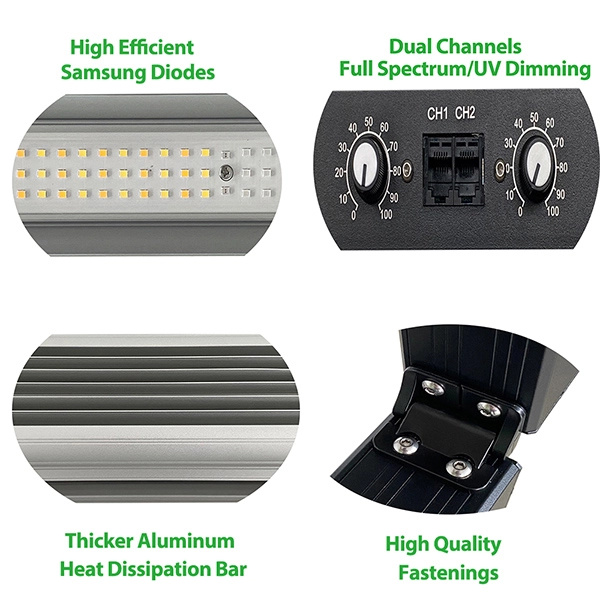 800w LM281B LED Grow Light 5x5ft Full Spectrum 2 Channels Dimming With UV IR-2